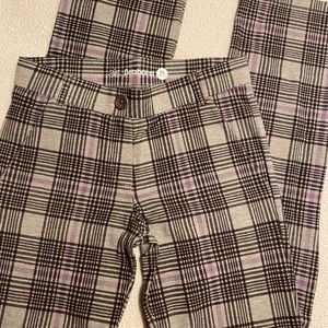 Betabrand Lavender Tartan Straight Leg: XS Petite